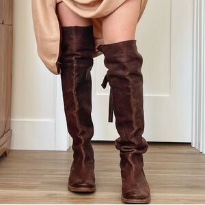 Frye Shirley suede cuffed over-the-knee boots size 8